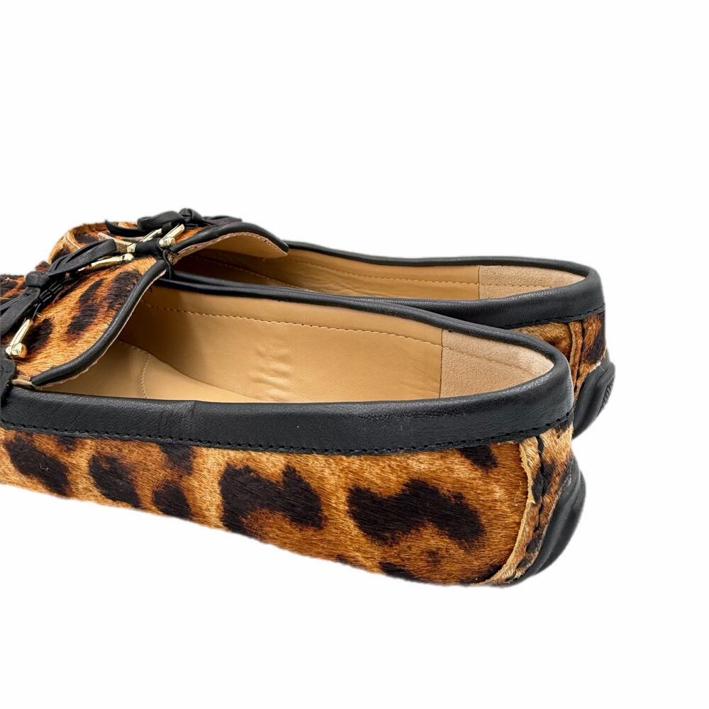 Talbots Everson Women's Tasseled Leather Driving Leopard Slip On Chic Moccasins - Picture 7 of 10